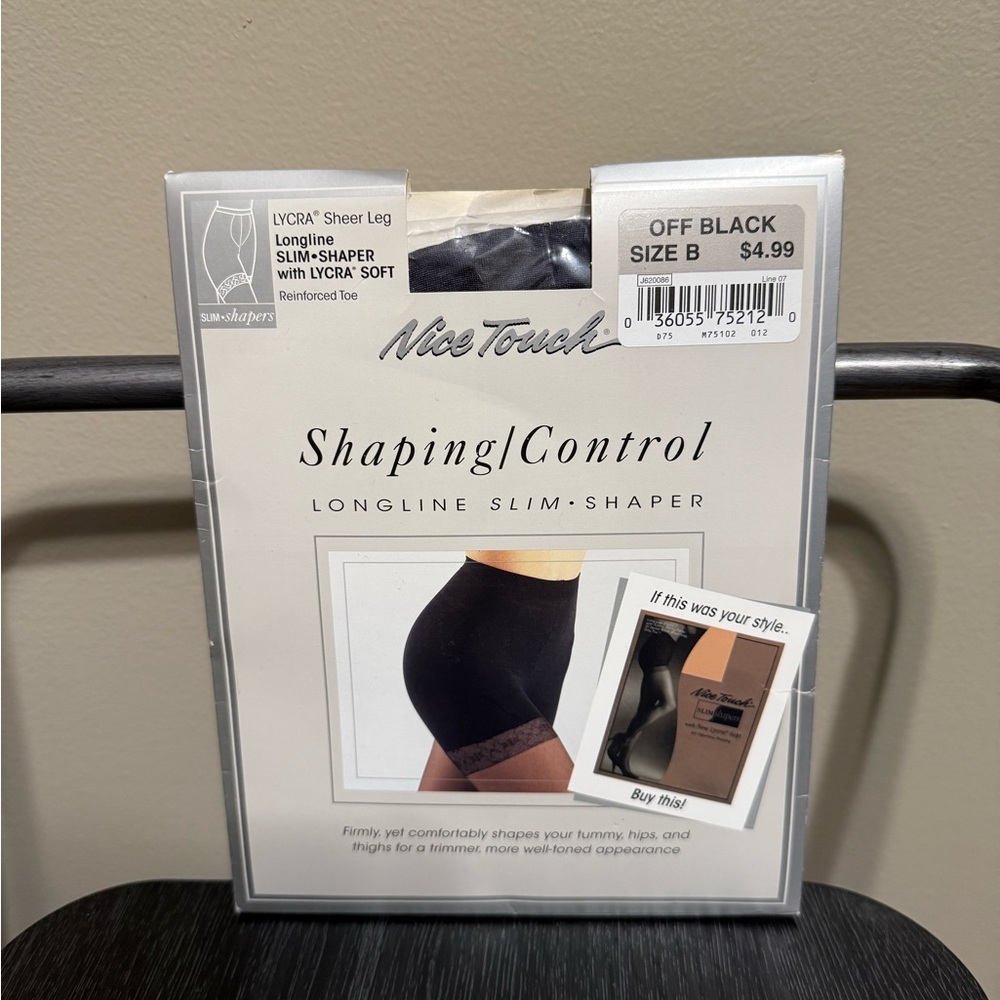 Vintage Nice Touch Off Black Longline Slim Shaper Hosiery Sz B